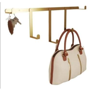 Imagem de Cabideiro Narciso Decorativo Ferro Parede Industrial Dourado - Nosso S