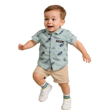 Imagem de Conjunto Roupa Mauricinho Infantil Temático Menino Verde - anjo da mam