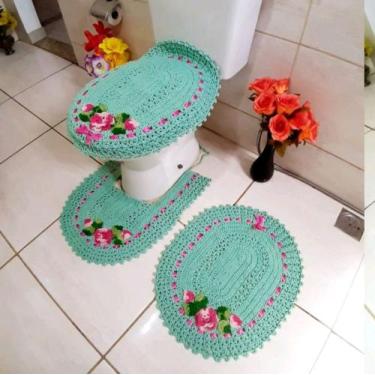Imagem de Jogo de banheiro Bordado croche barbante - RICATEX