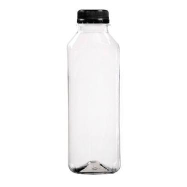 Imagem de Garrafa Plástica Quadrada 500ml com Tampa com Lacre - Fardo com 100 Un