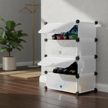 Imagem de Sapateira E Armário Modular Portátil Branco 4 Prateleiras - Yeet