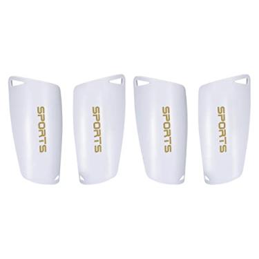 Imagem de Caneleiras de futebol tamanho G, pacote com 4 protetores esportivos de PVC para jovens, branco