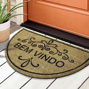 Imagem de 2 Tapete Capacho Fibra Coco Antiderrapante 33x60 Meia Lua E2