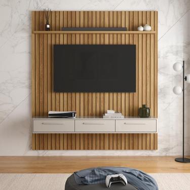 Imagem de Painel Oslo Frisado - Mdf 1 Porta E 1 Gaveta Freijó-off White - Lukaliam Móveis