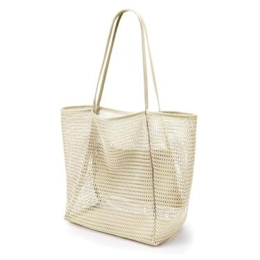 Imagem de Bolsa de Malha para Praia Plegável Verão Leve Respirável Design Simples e Estiloso Fácil Carregar Interior Espaçoso Boa Drenagem Alças Confortáveis Várias Atividades na