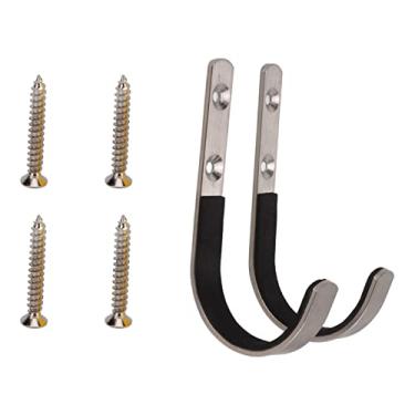 Imagem de Ganchos de montagem na parede, ganchos J de aço forte com forro de feltro, 4 parafusos e parafusos, instalação segura para arco de tiro com arco, equipamento