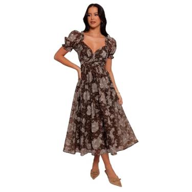 Imagem de Petal & Pup Vestido maxi feminino Farryn - marrom/cinza, Marrom/cinza, G