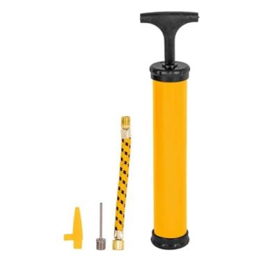 Imagem de Bomba de Ar Manual para Bolas e Boias, 24cm, com 3 Bicos, Amarelo e Cinza