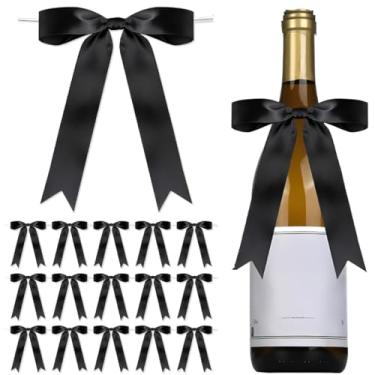 Imagem de 15 peças de laços pretos, fita de cetim, laço grande de 13 x 18 cm para embrulhar garrafas de champanhe, balões, decorações de gravata torcida para presente de artesanato de bolo de festa