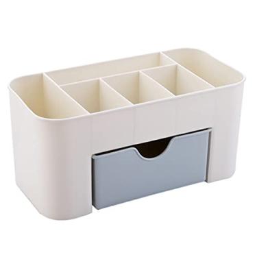 Imagem de YOUTHINK Organizador de Cosméticos para Mesa de Maquiagem PP Multifuncional 6 Compartimentos Com Gaveta para Penteadeira (Azul)
