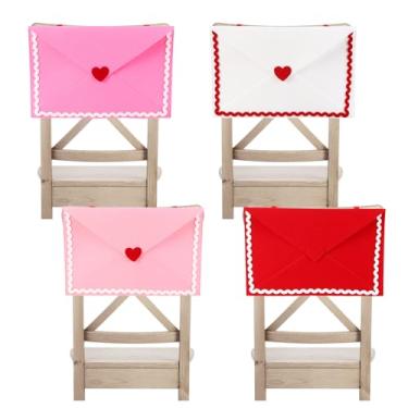 Imagem de Mindsoft 4 peças de capas de cadeira envelope de dia dos namorados bolsos de armazenamento de assento envelope capas de cadeira de feltro para presente amor coração capa de assento para cozinha, festa