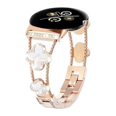 Imagem de Alociaga Pulseira de metal brilhante, compatível com Google Pixel Watch 3 de 41 mm/2/1, pulseira feminina de substituição para smartwatch Pixel Watch 3 de 41 mm/2/1