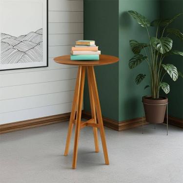 Imagem de Mesa Bistrô Alta Redonda Sila Base Madeira Maciça Mel