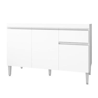 Imagem de Balcão Gabinete Para Pia Sem Tampo 120cm 3 Portas E 1 Gaveta Tatiane Branco - Ajl Móveis