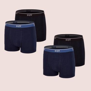 Imagem de Kit 4 Cuecas Boxer Em Algodão Costura Fina Trifil, Preto, Marinho, G