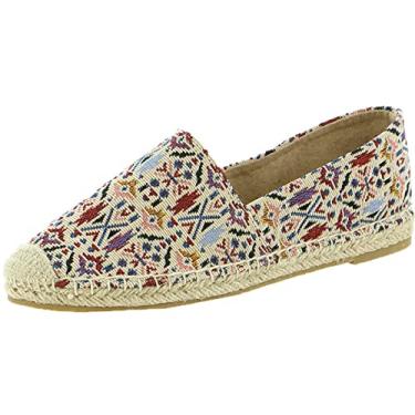 Imagem de Minnetonka Alpargata feminina Pam – feita à mão com forro de tecido de microcamurça, sola de borracha MinnFLEX, elástico e cabedal de tecido estampado e palmilha almofadada, Creme multi multi, 8