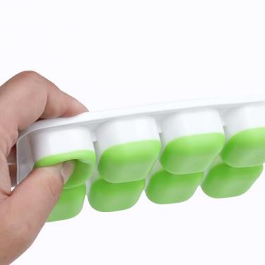 Imagem de Kit 2 Unidades Forma Com Tampa Gelo Ice Flexivel Forminha Fundo Silicone 14 Cubos Alimentos Frutas Papinha