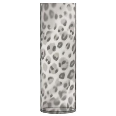 Imagem de JUZIHAI Vaso com estampa de pele de leopardo de neve para flores, 9,9 cm x 30 cm, vaso de flores moderno de cilindro de plástico para decoração de casa de centro de mesa de casamento