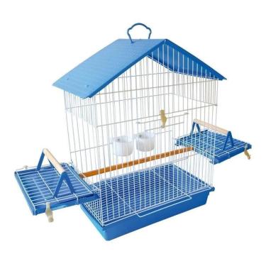 Imagem de Gaiola Calopsita E Pássaro Manso Teto Plástico Azul