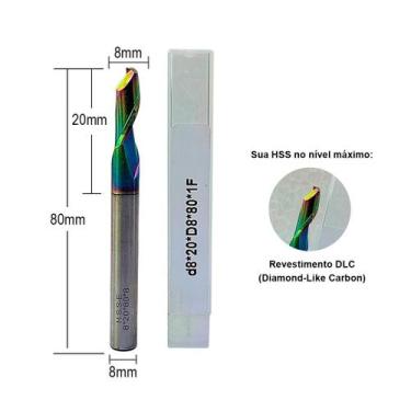 Imagem de Fresa Pantógrafo Corte Ø8 x AC20mm x Haste Ø8mm x CT 80mm - hzp Center