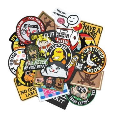 Imagem de Esoes 21 peças de adesivos táticos engraçados de gancho e laço, lindos adesivos bordados de moral a granel para mochilas, chapéus, jaquetas, arreios para cães, bolsas táticas, coletes