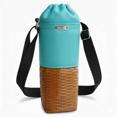 Imagem de Bolsa Térmica (TIFFANY COM CARAMELO TRANÇADO) RAMIERE para Garrafa de 750 ML em Couro Sintético - Coleção Cores VERÃO 2026