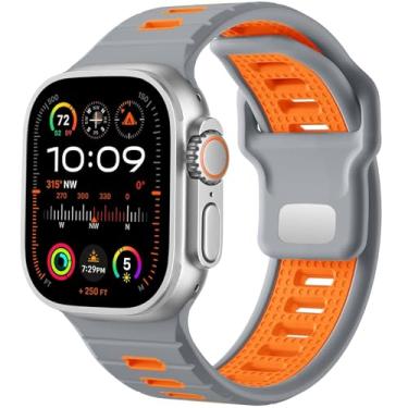 Imagem de MURVE Pulseira de relógio esportivo, para Apple Watch Ultra 2/Ultra, masculina de 49 mm, 45 mm, 44 mm e 42 mm, pulseira de substituição de silicone compatível com IWatch Series SE 9 8 7,