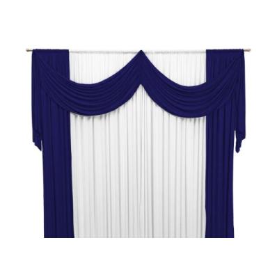 Imagem de Cortina Kátia Com Bandô Duplo Malha 2 Cores 2,00 x 1,70m Decoração Par