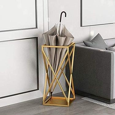 Imagem de Racks De Guarda-chuva, Suporte De Guarda-chuva Quadrado De Metal Dourado Para Entrada De Casa Suportes Independentes Para Bengalas E Bastões De Caminhada,Dourado,250×250×580mm,Constructive23