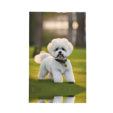 Imagem de XLLingL Bichon Frise Dog On The Grass Toalhas de cozinha waffle, panos de prato de microfibra, perfeitos para decoração e limpeza de cozinha - 1 peça