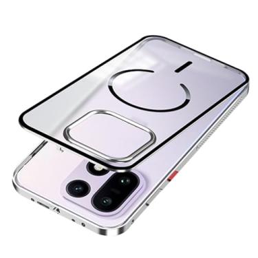 Imagem de LTLMYDAM Capa ultrafina para OnePlus 15, capa de metal com sucção magnética, capa de proteção de carregamento sem fio transparente, prata, 15