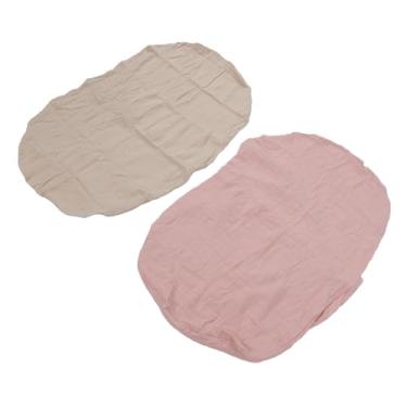 Imagem de Brrnoo Capa de Almofada para Troca, Design Macio de Algodão Lavável à Máquina para Ajuste Seguro, Com Cobertura Total para Mesa de Troca de Fraldas Padrão de 32 X 16 Polegadas, Capa (Creme Rosa)