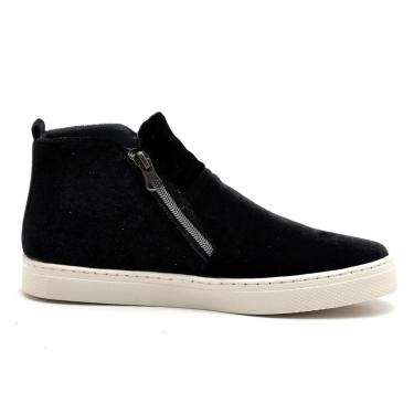 Imagem de Tenis Feminino Botinha Couro Cano Baixo Hiate Elegante cor Veludo-Feminino