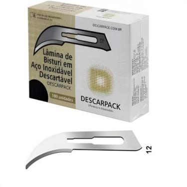 Imagem de Kit 100 Unidades Lamina De Bisturi Nu 12 Aço Inox Descarpack