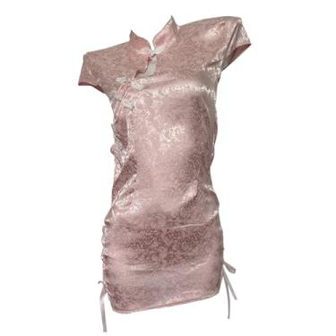 Imagem de SINMIUANIME Sexy Cosplay Cheongsam Dress Chinese Qipao Traditional Style Anime Lingerie Bodycon Costume Babydoll Nightgown (8420Pink, one size)