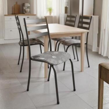 Imagem de Conjunto Kit Jogo 4 Cadeiras Metal Aço Cozinha Jantar Almofadada - MAD