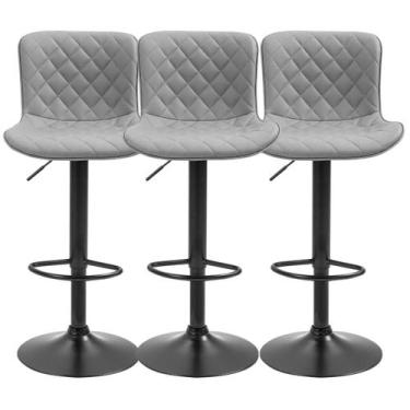 Imagem de Banquetas Com Encosto Giratória Cozinha Bar Balcão Kit 03 Un - BEST, C