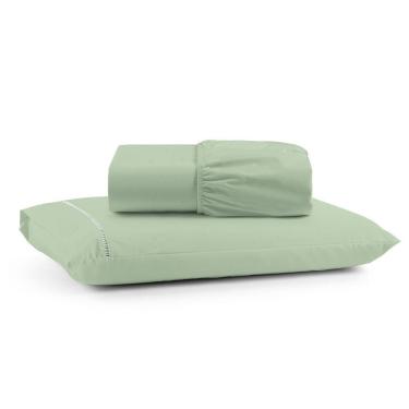 Imagem de Jogo Cama Lençol Bali Solteiro Percal 180 Fios 100% Algodão Ponto Palito 2 Peças - Verde