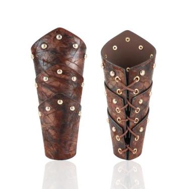 Imagem de Bracelete De Couro De Guerreiro Viking Medieval, Armadura De Braço Ste