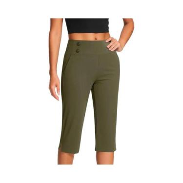 Imagem de Calças De Yoga Femininas De Cintura Alta Finas Com Bolso De Botão E Ba