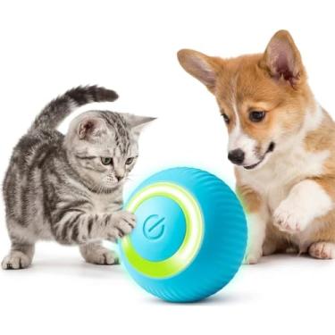 Imagem de Bolinha Interativa Pet e para Gatos Inteligente com LED - Brinquedo Pet Automático Recarregável USB - Bola Giratória 360° Sensor Obstáculos - Silicone Atóxico