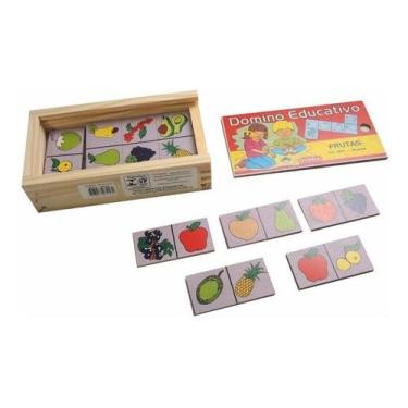 Imagem de Domino Educativo De Madeira Frutas  Pedagogico Carimbras