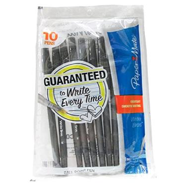 Imagem de Caneta esferográfica, ponta média, 10/PK, preta, vendida como 1 pacote por Paper Mate