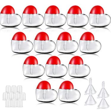 Imagem de Boao 30 unidades de tubo de brilho labial coração dos namorados vazio engraçado mini recipientes de plástico para brilho labial com 4 peças de funis de plástico, presentes de dia dos namorados para