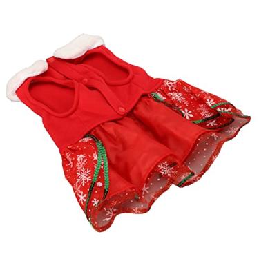 Imagem de Vestido de Natal para animais de estimação, saia de Natal para filhotes de cachorro elástica quente para gatos Yorkshires (M)