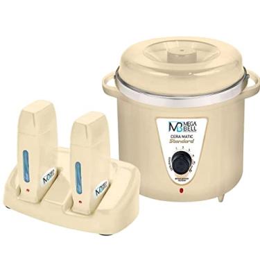 Imagem de Termocera Panela Depilação 700g Sem Refil + Base Dupla c/ 2 Rollon Bege Mega Bell