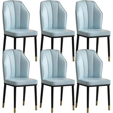 Imagem de Conjunto De 6 Cadeiras De Jantar De Cozinha Moderna Com Assento Macio De Encosto Alto Moderno, Cadeiras De Sala De Estar De Cozinha À Prova D'água, Cadeira Lateral De Couro PU Com Pernas De Metal,