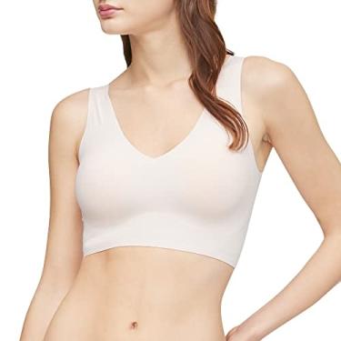 Imagem de Calvin Klein Sutiã feminino Invisibles confortável sem costura levemente forrado com gola V, Coxa de ninfa, M