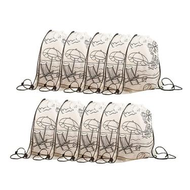 Imagem de VALICLUD 10 Pcs sacos de cordão de grafite mochila saco de cordão infantil saco de cordão de tecido impressão Sacos não tecidos filho branco