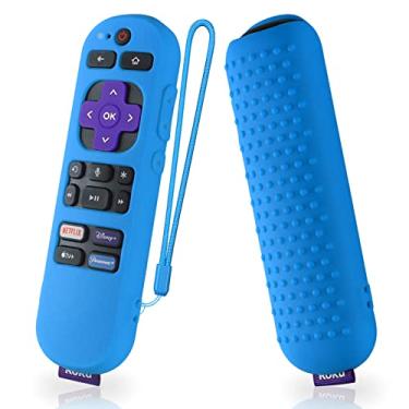 Imagem de AKSHFETH Capa de silicone para o controle remoto de voz Express 4K+ RCA1R, capa do controle remoto de voz RC-GZ1 Streaming Stick 4K, capa de silicone com cordão(azul celeste)